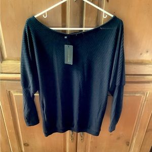 WOMEN’S OFF SHOULDER BAT WINGS LOOSE PULLOVER SWEATER, BLACK, MEDIUM. NWT.